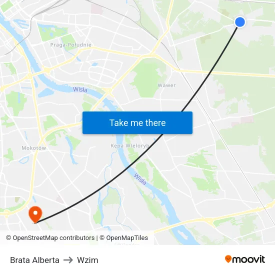 Brata Alberta to Wzim map