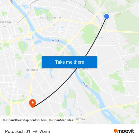 Potockich 01 to Wzim map