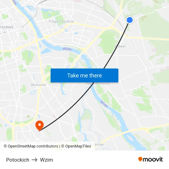 Potockich to Wzim map