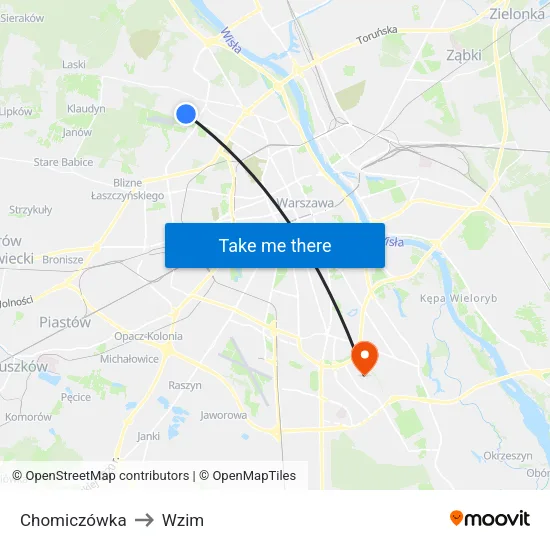 Chomiczówka to Wzim map