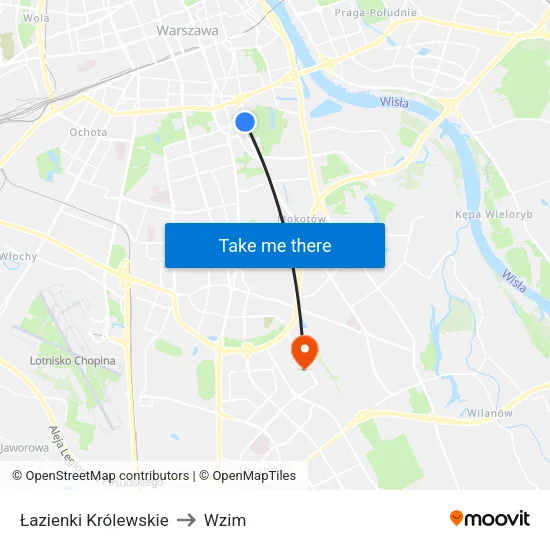 Łazienki Królewskie to Wzim map