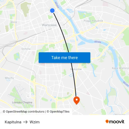 Kapitulna to Wzim map