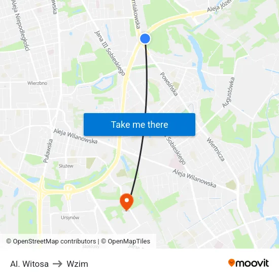 Al. Witosa to Wzim map