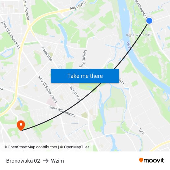 Bronowska 02 to Wzim map