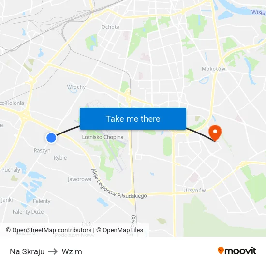 Na Skraju to Wzim map