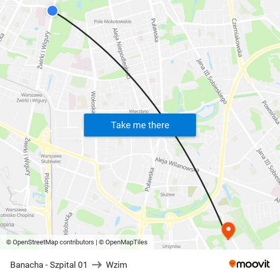 Banacha - Szpital 01 to Wzim map