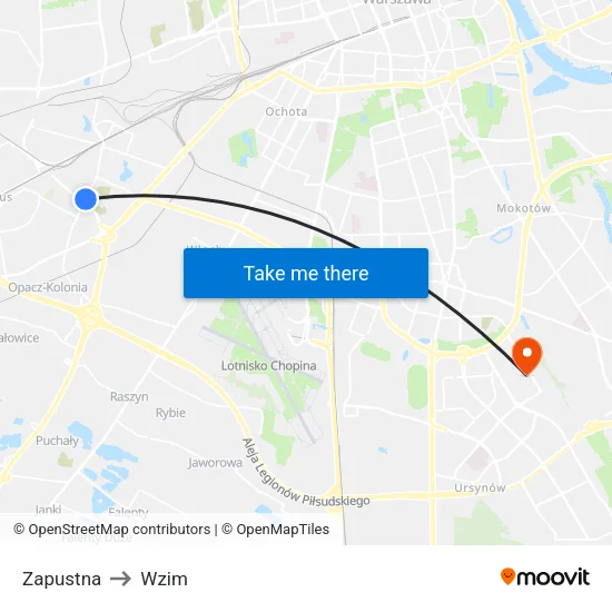 Zapustna to Wzim map