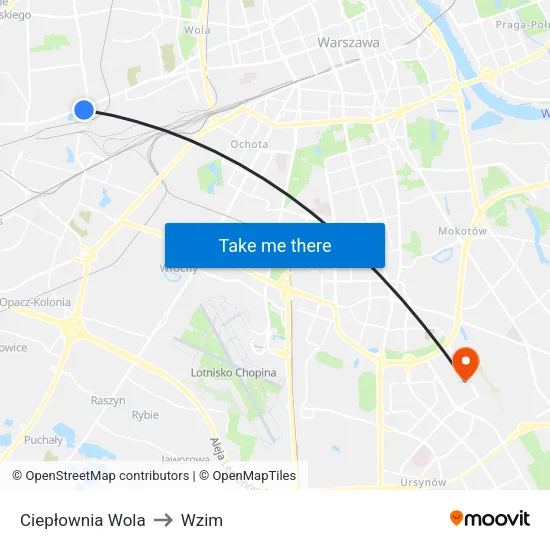 Ciepłownia Wola to Wzim map
