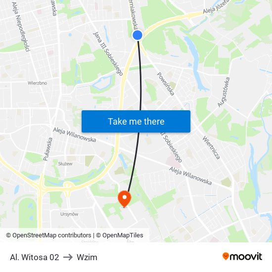 Al. Witosa 02 to Wzim map