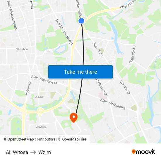 Al. Witosa to Wzim map