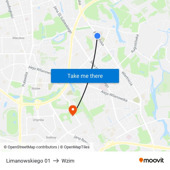 Limanowskiego 01 to Wzim map