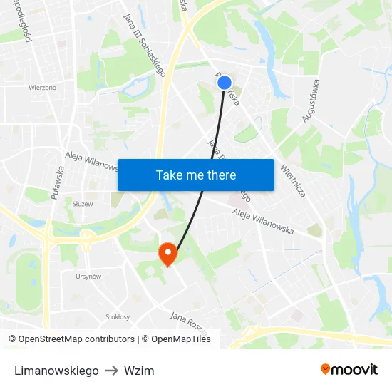 Limanowskiego to Wzim map