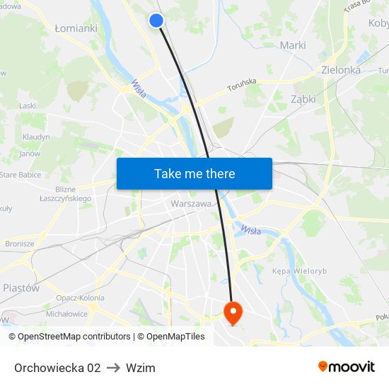 Orchowiecka 02 to Wzim map