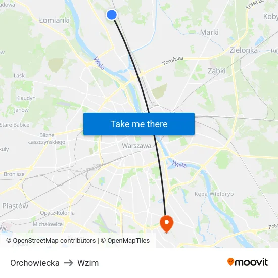 Orchowiecka to Wzim map