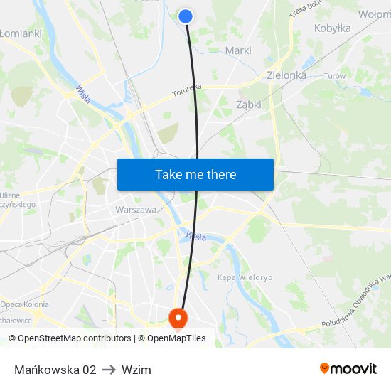 Mańkowska 02 to Wzim map