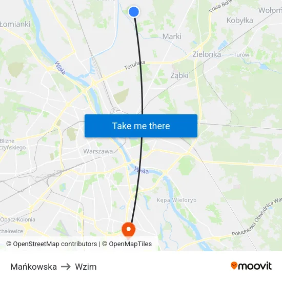 Mańkowska to Wzim map