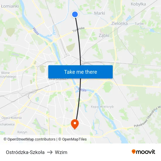 Ostródzka - Szkoła to Wzim map