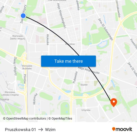 Pruszkowska 01 to Wzim map