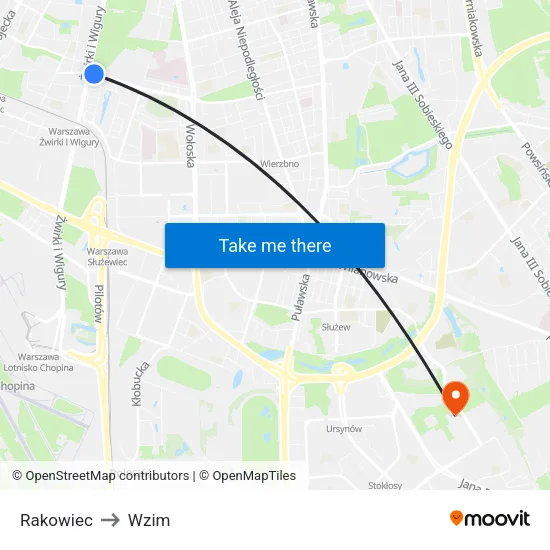 Rakowiec to Wzim map