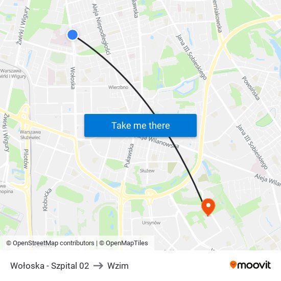 Wołoska - Szpital 02 to Wzim map