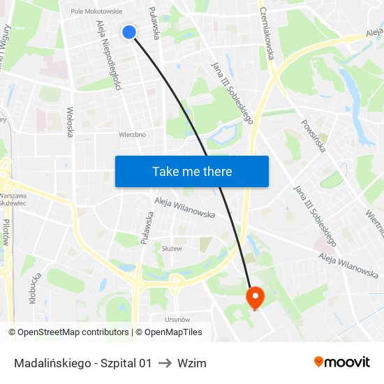 Madalińskiego - Szpital 01 to Wzim map