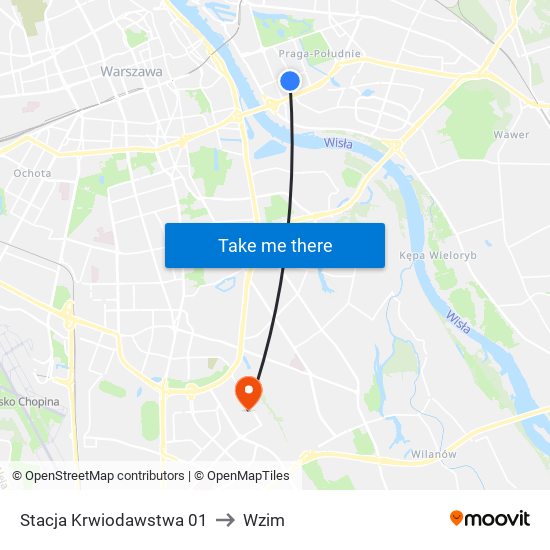 Stacja Krwiodawstwa 01 to Wzim map