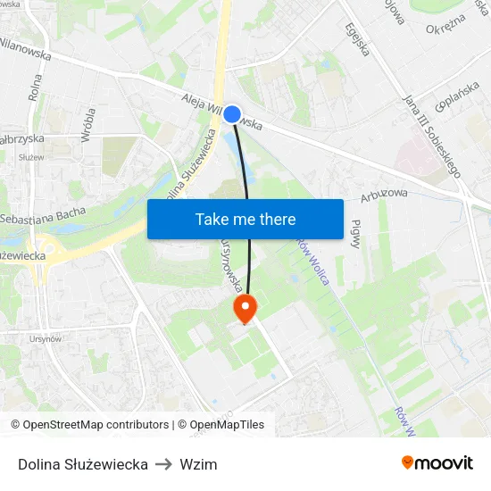 Dolina Służewiecka to Wzim map