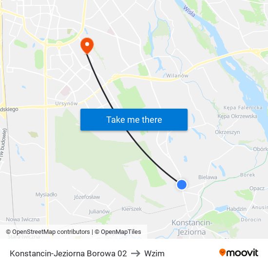 Konstancin-Jeziorna Borowa 02 to Wzim map