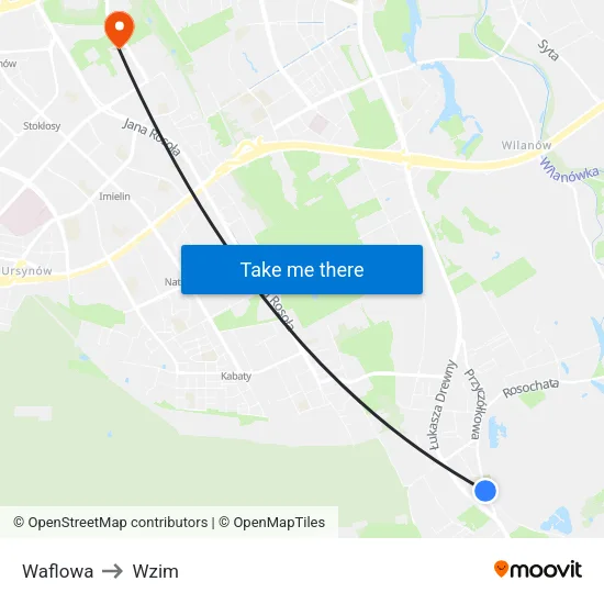 Waflowa to Wzim map