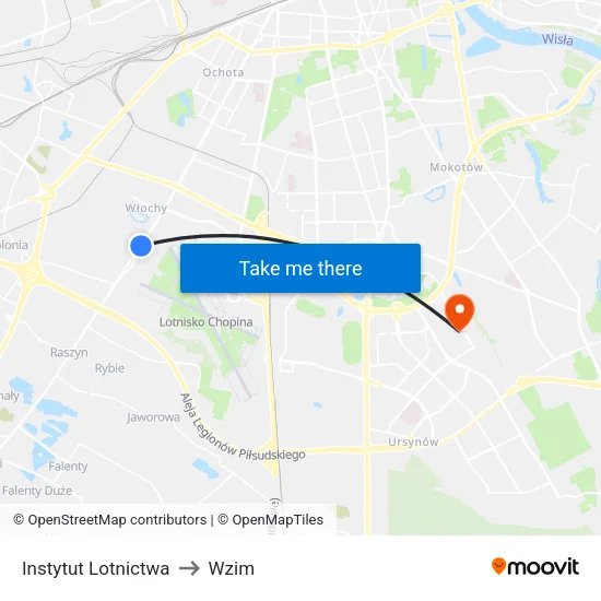 Instytut Lotnictwa to Wzim map