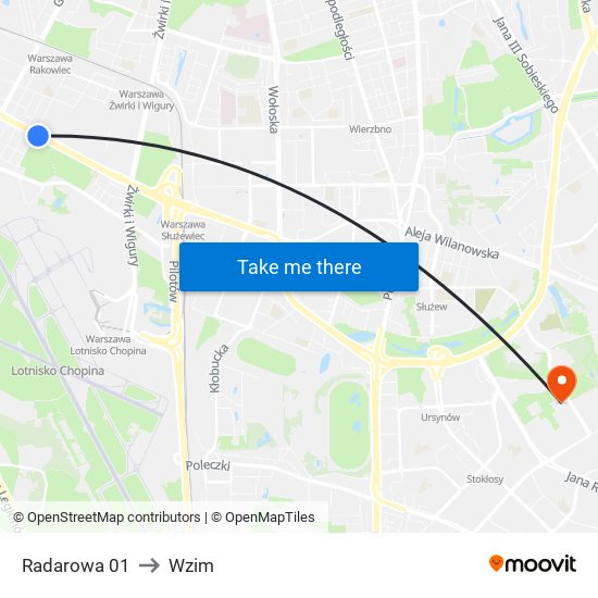 Radarowa 01 to Wzim map