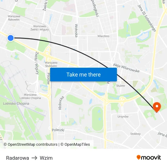 Radarowa to Wzim map