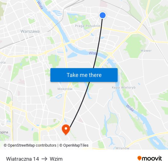 Wiatraczna 14 to Wzim map