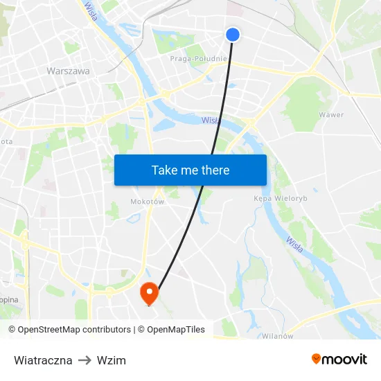 Wiatraczna to Wzim map