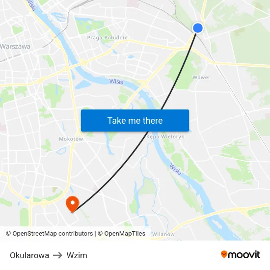 Okularowa to Wzim map