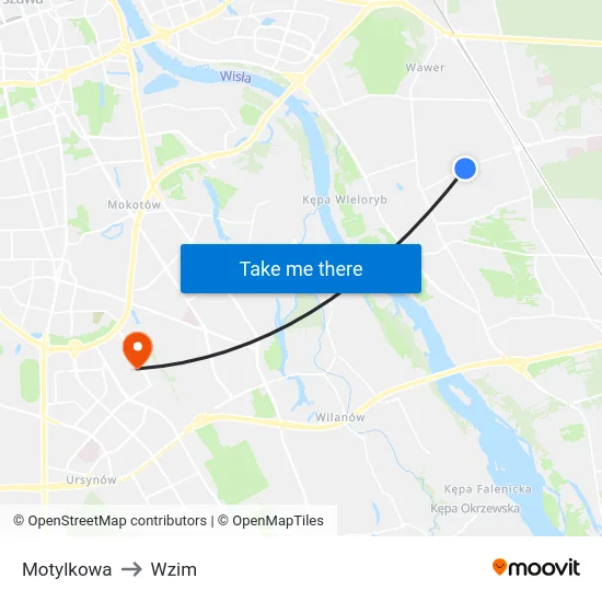 Motylkowa to Wzim map