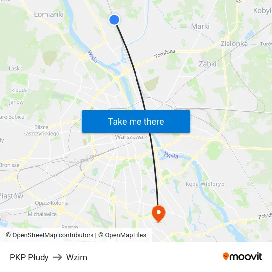 PKP Płudy to Wzim map