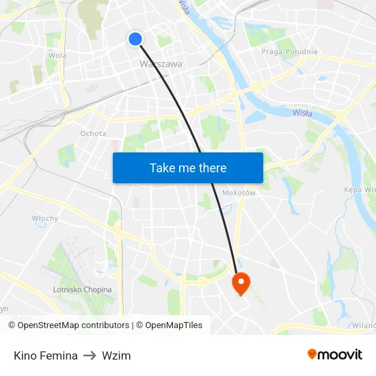 Kino Femina to Wzim map