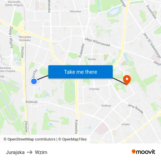 Jurajska to Wzim map