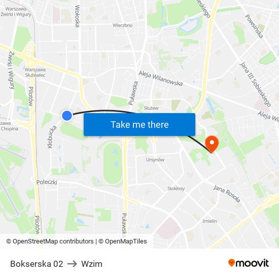 Bokserska 02 to Wzim map