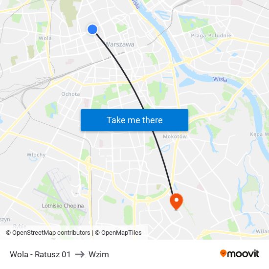 Wola - Ratusz 01 to Wzim map