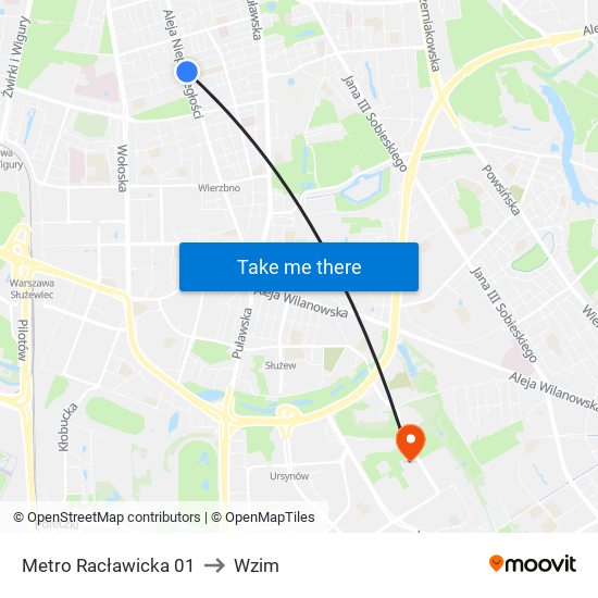 Metro Racławicka 01 to Wzim map