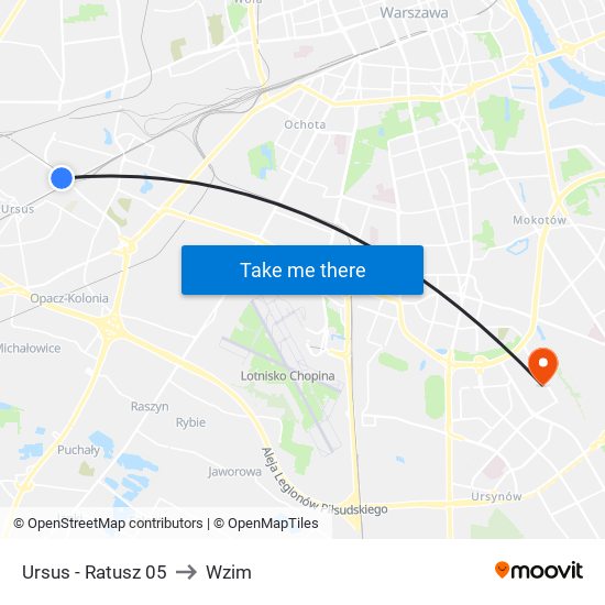 Ursus - Ratusz 05 to Wzim map