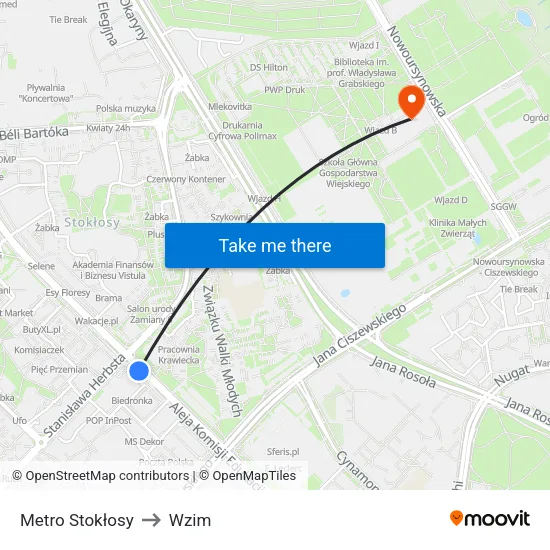 Metro Stokłosy to Wzim map