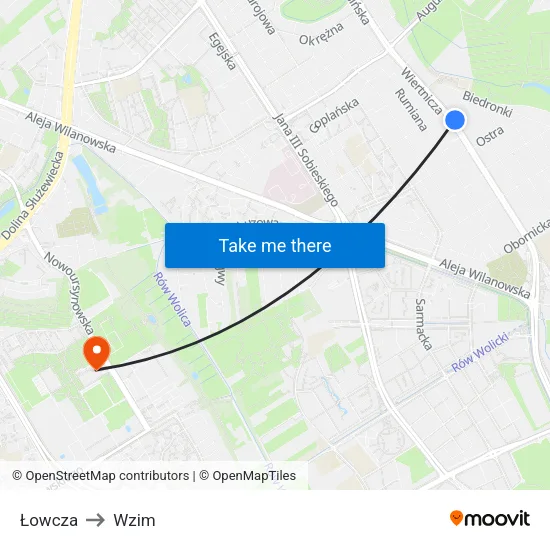 Łowcza to Wzim map