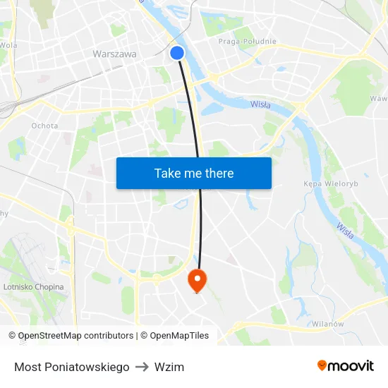 Most Poniatowskiego to Wzim map