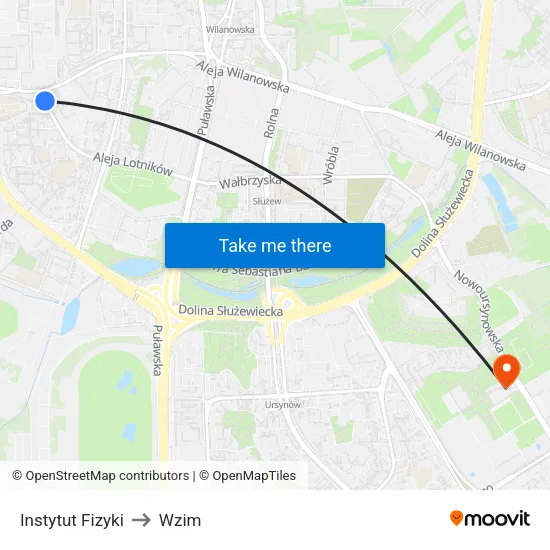 Instytut Fizyki to Wzim map