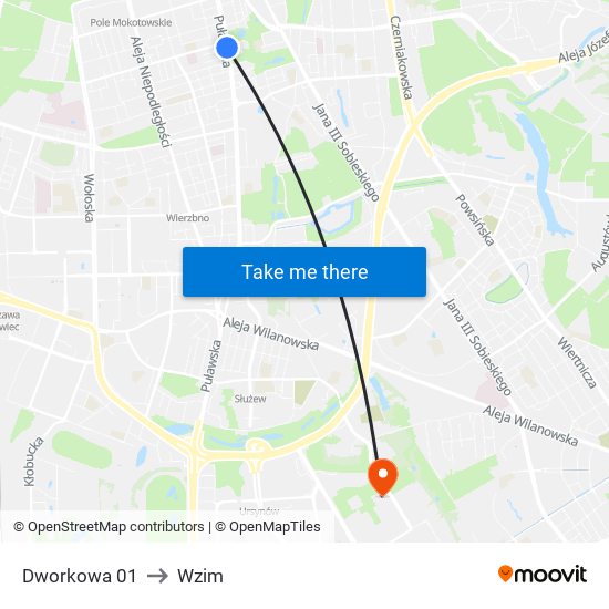 Dworkowa 01 to Wzim map