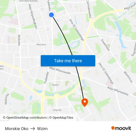 Morskie Oko to Wzim map