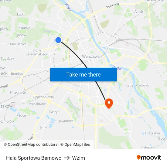 Hala Sportowa Bemowo to Wzim map